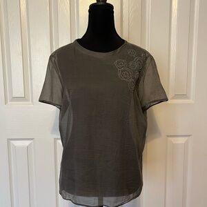 Brunello Cucinelli Charcoal Blouse with Floral Detail
